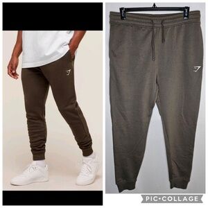 New Mens Gymshark A2A4H Crest Joggers Brown Slim Fit Pockets Drawcord Size XL